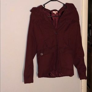 Maroon button up trench coat